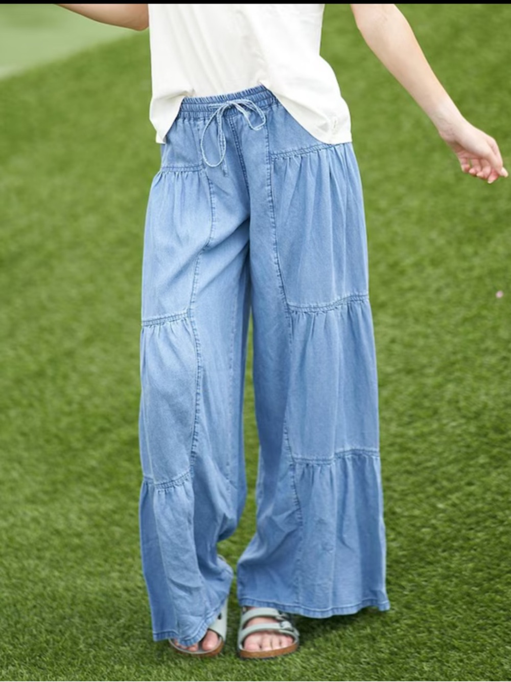 Dylan Ryan Tiered Chambray Pants NWT